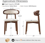 HULALA HOME Dining Chairs Set of 6 Mid-Century Modern Fabric Upholstered Dining Room Chairs Kitchen Side Chair with Open Curved Back, Walnut Rubber Wood Legs, Dinner Chairs for Living Room, Beige