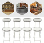 4Pcs Folding Stool with Back Cushioned Padded Folding Stool Portable Bar Stool Collapsible Counter Height Chair for Kitchen Island Home Office Camping Fishing Hiking 18.9Inch Height (White)