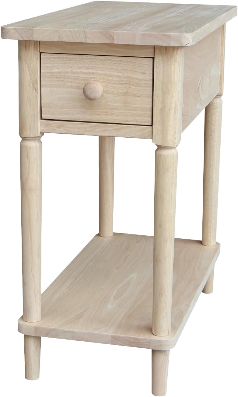 International Concepts Solid Wood Narrow Side Table Unfinished