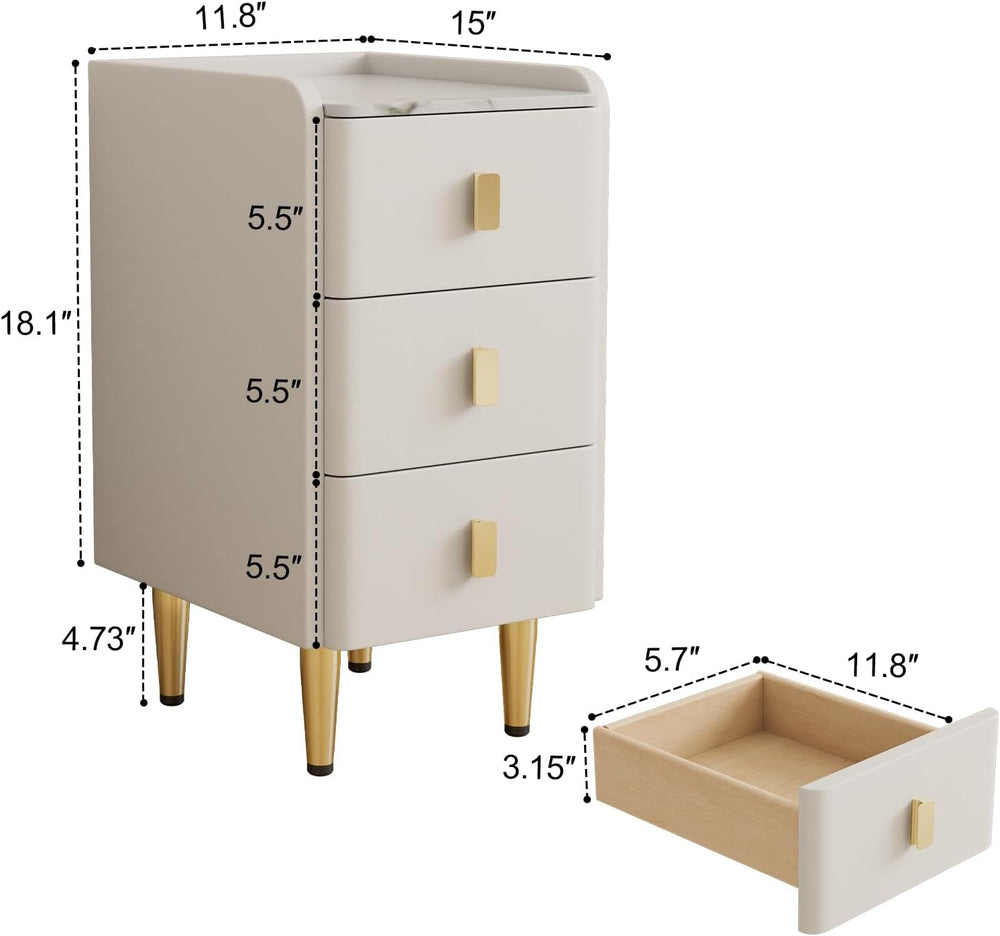 AQIMUELE Narrow Nightstand with Drawers, Narrow Side Table Leather, Small Bed...