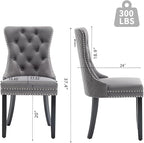 Velvet Dining Chairs Set of 4, Upholstered Dining Room Chairs with Nailhead Trim, Sillas de Comedor Modernas 4, Wooden Kitchen Chairs for Dining Room, Living Room, Kitchen, Bedroom, Grey