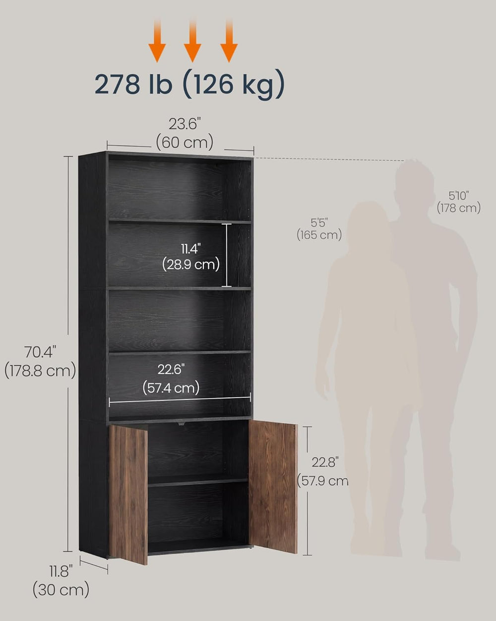 SONGMICS Home Book Shelf, Snapsemble Superfast Assembly, 6-Tier Floor Standin...