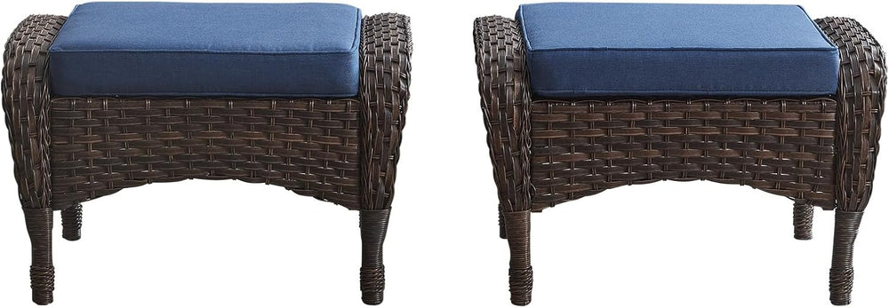 Belord Outdoor Ottomans for Patio Foot Rest - 25 Inch PE Wicker Foot Stool Se...