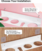 Hair Tool Organizer, Hair Dryer Holder with Heatproof Steel Cups, Acrylic Vanity Organizer for Curling Iron, Flat Iron & Hair Brushes, Perfect for Bathroom (White, Oversized)