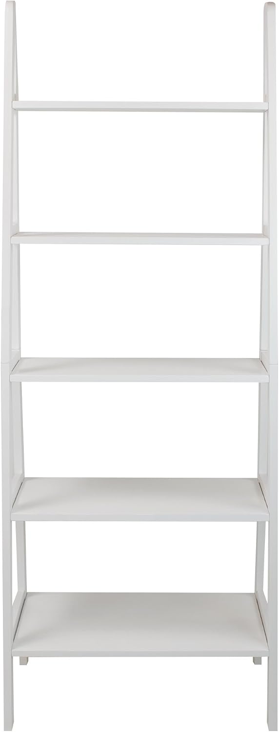 Casual Home 100% Solid Wood 5-Shelf Ladder Bookcase, Standard, 72"H, White
