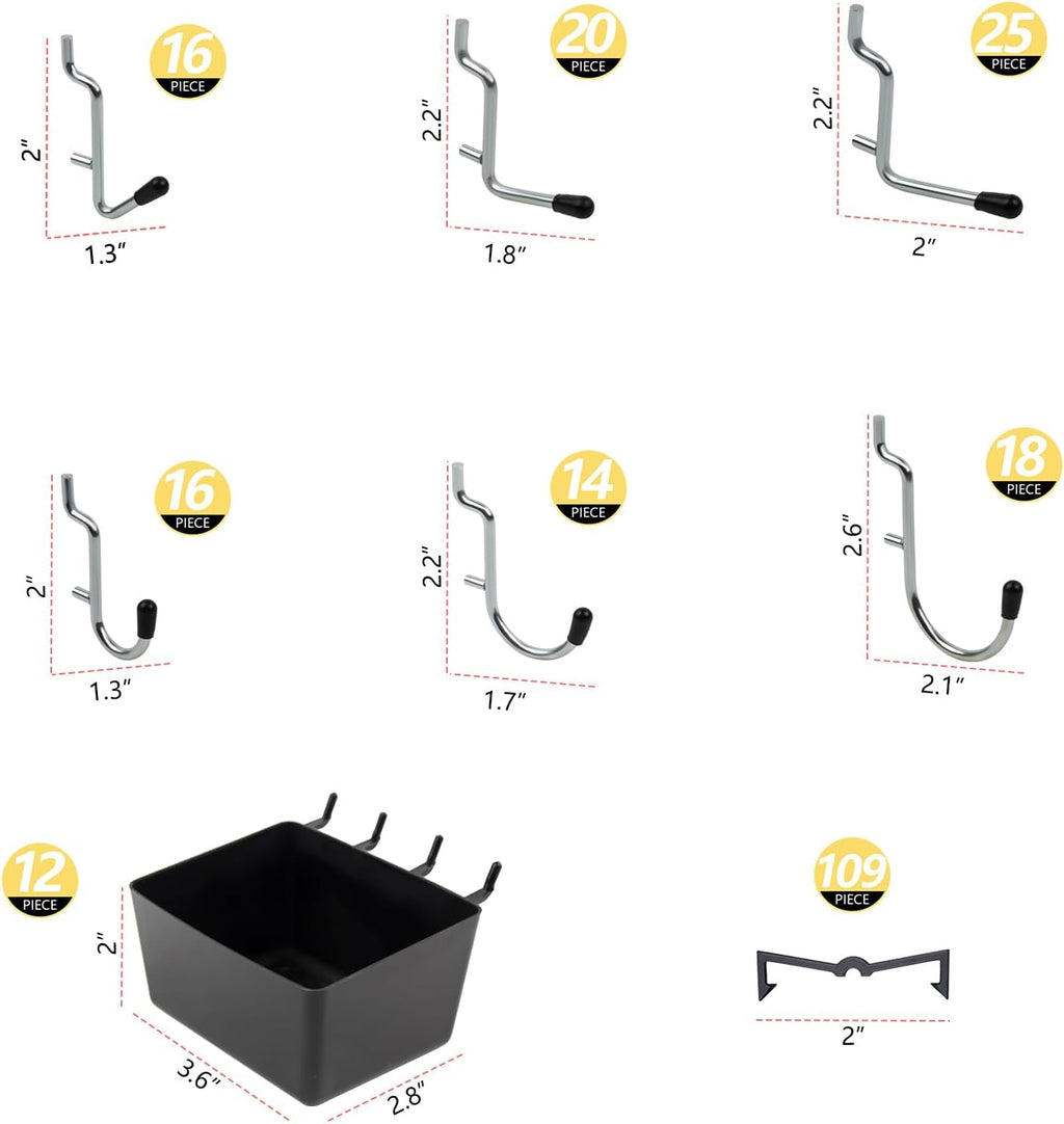 279PCS Metal Pegboard Hooks Organizer Kit for Organizing Various Tools - Heavy Duty 1/4" & 1/8" Pegboard Accessories with Pegboard Bins, Wall Mount Tool Storage for Garage, Workshop & Kitchen