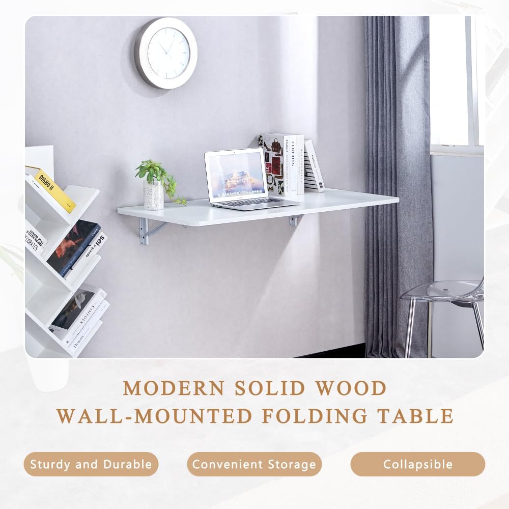 ZOEDO Wall Mounted Folding Table, Floating Desk for Laundry Room, Fold Down T...