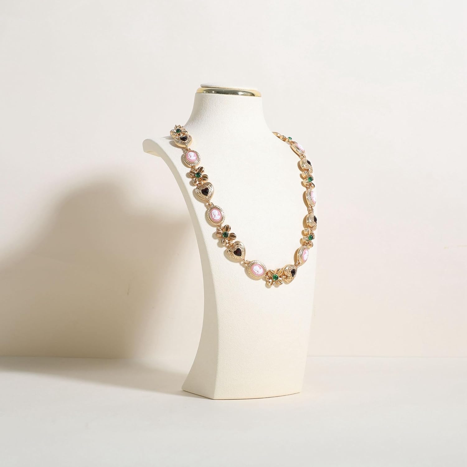 velvet necklace display stand, necklace display holder for selling, bust jewelry display, necklace mannequin display stand【Cream-Medium】