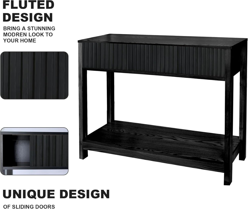 Fluted Console Table, Long Console Tables for Entryway 48" Vanity Desk, ...