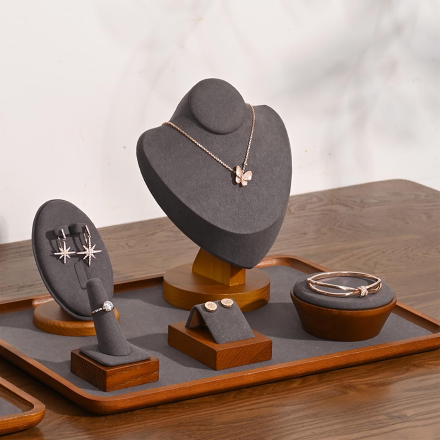 Jewelry Tray Solid Wood Earrings Display Stand for Photograph Jewelry Display Tray