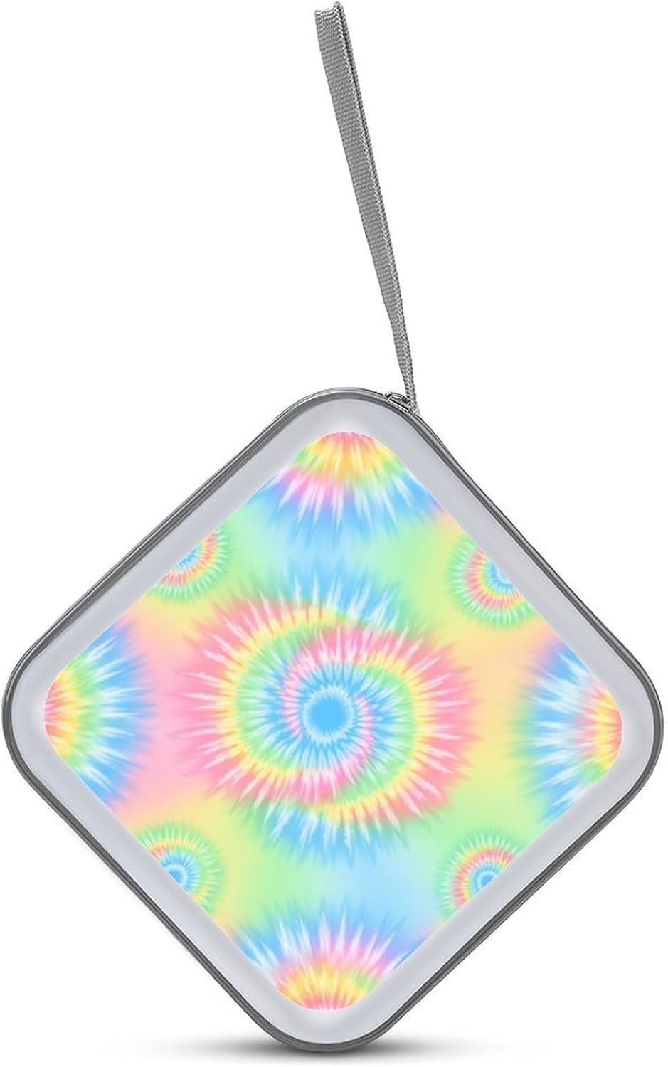 Portable CD/DVD Holder Pink Rainbow Tie Dye, 40-Capacity Hard Case with Zipper, Protective Storage Binder for Music Movies Game Discs