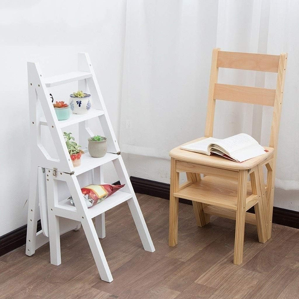 Convertible Ladder Chair, Multifunction Wood Ladder Stool Innovative Step Sto...