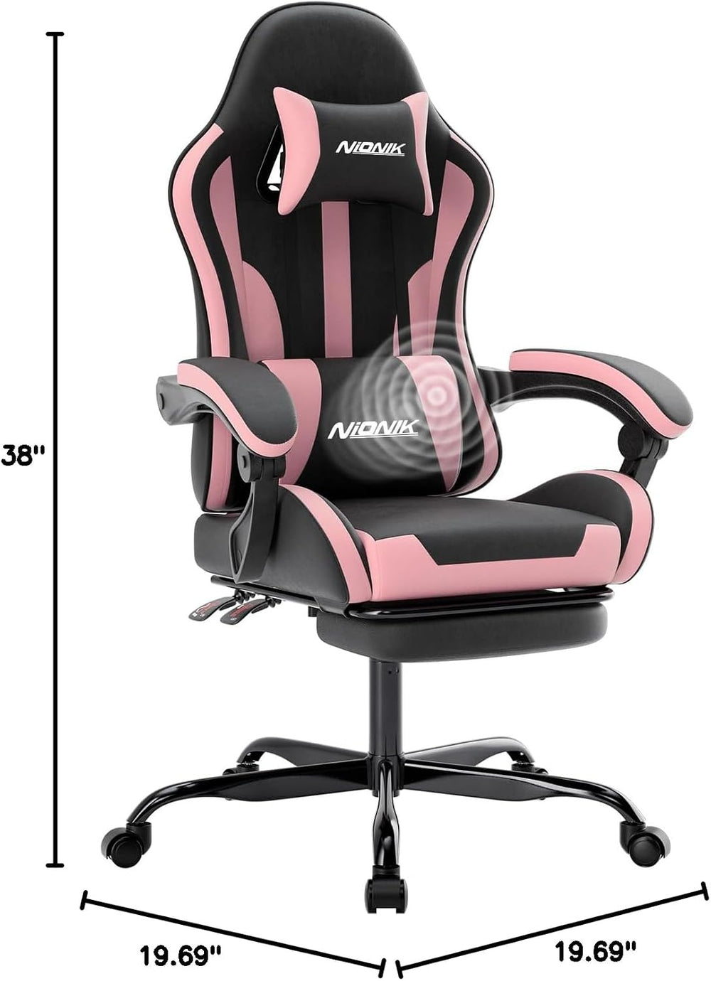Gaming Chair, Ergonomic Computer Chair with Footrest and Lumbar Support, Heig...