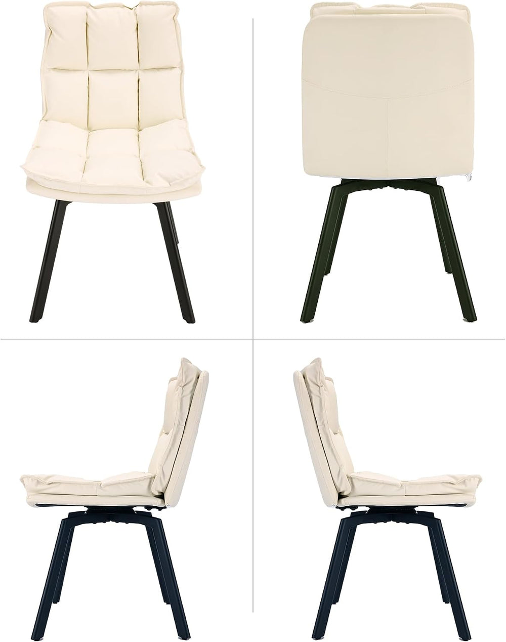BedsPick 360° Swivel Dining Chair Set of 2 - Faux Leather Upholstered Kitchen...