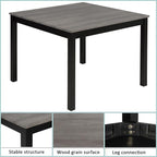 Dining Table Set for 4, 5-Piece Kitchen Table & Chairs Set with Square Wooden Table & 4 Upholstered Chairs, 29.8'' Dinner Set with Solid Wood Legs & Curved Backrest for Kitchen, Light Black