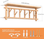 Coat Rack Wall-Mounted with Shelf Coat Hooks Wall Mount with Shelf Entryway Hanging Shelves with 6 Rotating Hooks for Hallway/Living Room/Bedroom/Kitchen (Bamboo)