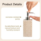 4-Piece Bathroom Accessory Set – Modern Resin & Sandstone Vanity Organizer, Vintage Texture Lotion Dispenser, Toothbrush Holder, Tumbler, Soap Dish (Beige)