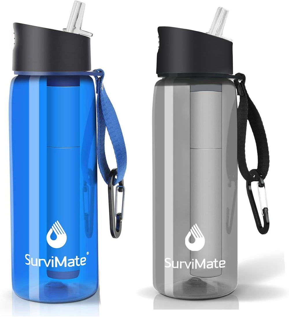 SurviMate Purified Water Bottle for Camping, Hiking, Backpacking and Travel, ...