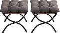 HollyHOME 15"(H) Folding Footrest Stool, Small Foldable Ottoman, Accent Padded Sofa Foot Stool for Chairs and Sofas, Portable Foot Rest Ottoman for Home, Living Room, Bedroom,Dorm,2-Pack,Dark Grey
