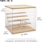 NONEMEY Clear Acrylic Display Case Stand with LED Light 2/3/4/5/6 Tier Storage Box Showcase Dustproof Organizer Box for Collectibles (5Tier 12.4*12.2*12inch )
