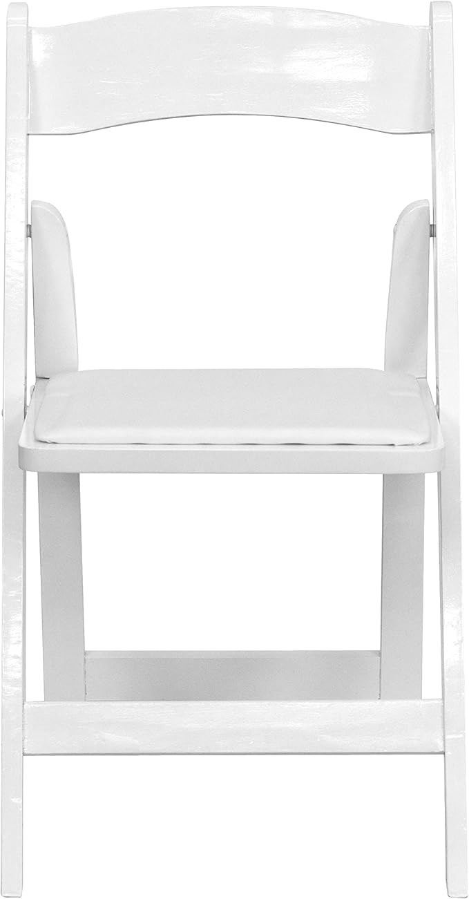 Flash Furniture HERCULES Series White Wood Folding Chair with Vinyl Padded Seat