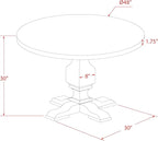 East West Furniture I3MZ5-748 5 Piece Dining Room Table Set Includes a Round Kitchen Table with Pedestal and 4 Coffee Linen Fabric Parson Dining Chairs, 48x48 Inch, Distressed Jacobean