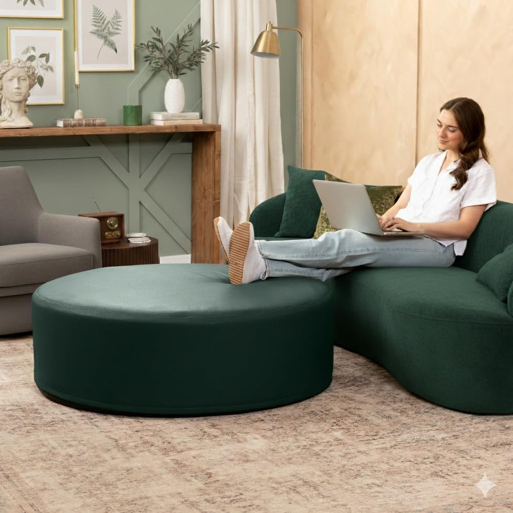Jaxx Candler Round Couch Ottoman – Oversized Giant Coffee Table Ottoman - Ver...