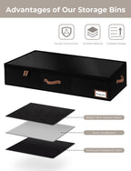 StorageWorks Extra Large Under Bed Storage Containers with Handles and Label Holder, 2 Pack Ultra-thick Fabric Underbed Bins, Closet Organizer for Clothes, Blankets, Sweater