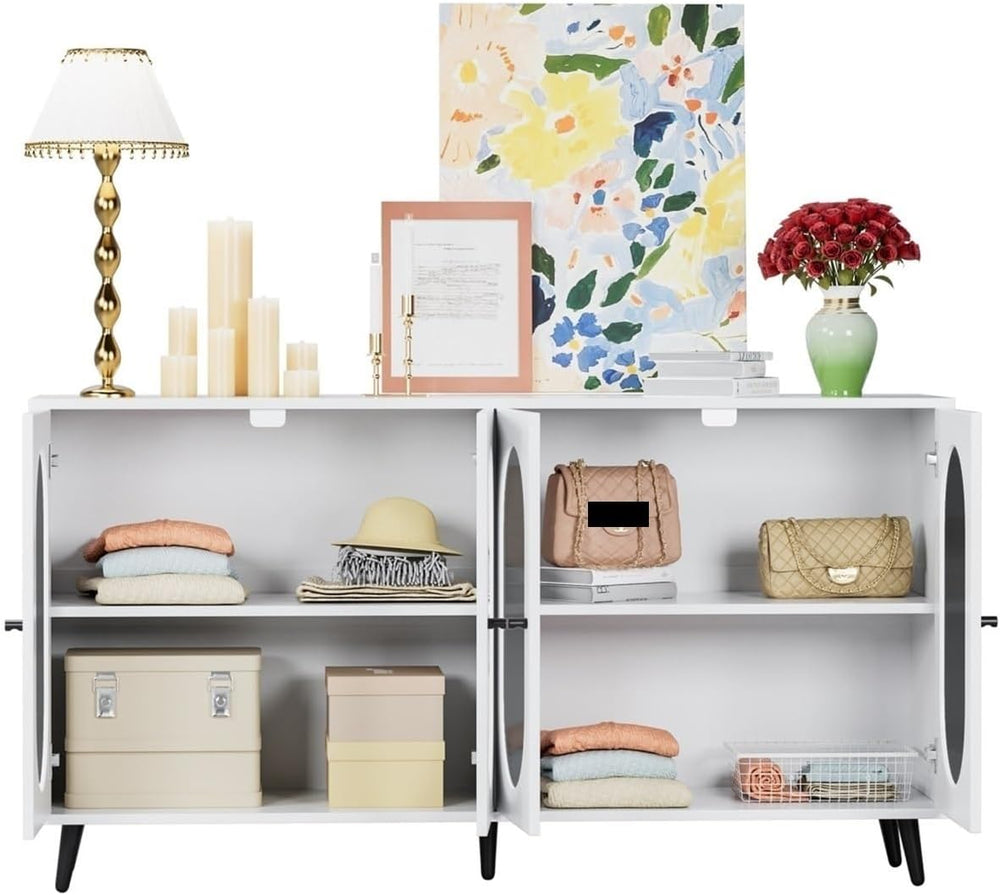 Modern Accent Sideboard Cabinet with Acrylic Doors, Freestanding Storage Cupb...