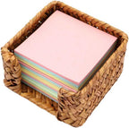 Sticky Note Holder Seagrass Post It Note Dispenser, 3 x 3 Inch Woven Sticky Note Dispenser, Farmhouse Post It Holder for Desk Home Office Decor, Caramel