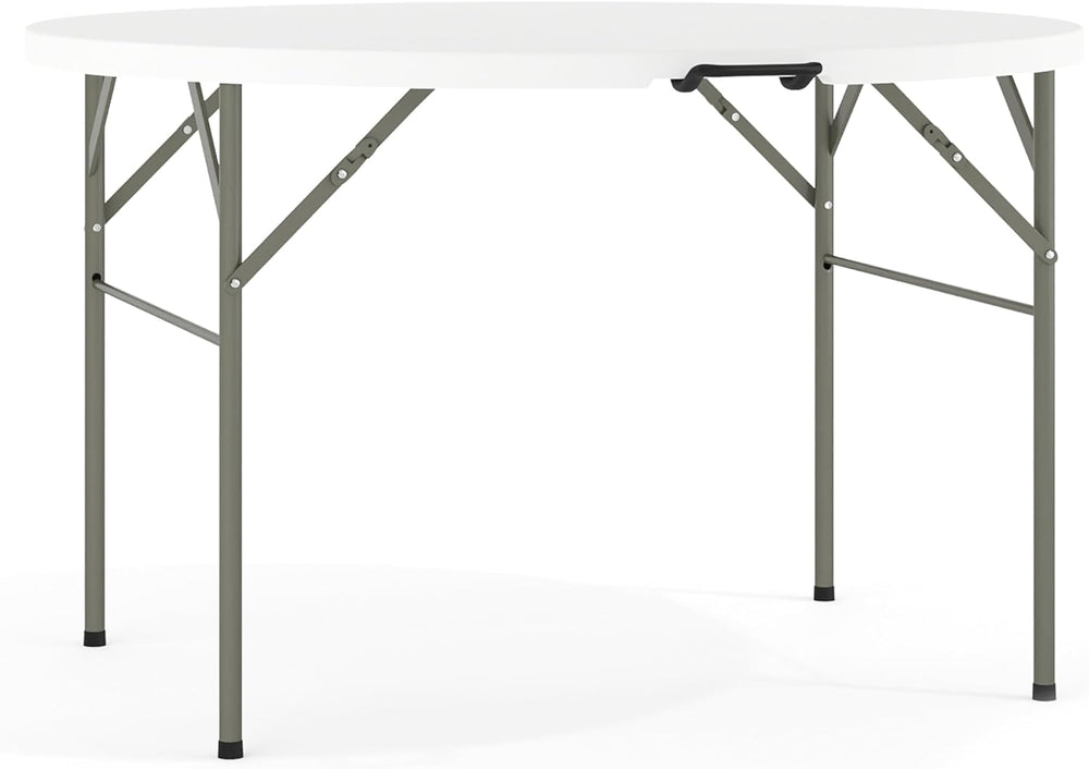 Flash Furniture 4-Foot Round Bi-Fold Granite White Plastic Folding Table | Li...