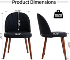 Fabric Dining Chairs Set of 6, Upholstered Mid Century Modern Dining Chairs, Armless Accent Chair with Walnut Wood Legs for Kitchen, Living Room, Dining Room, Black