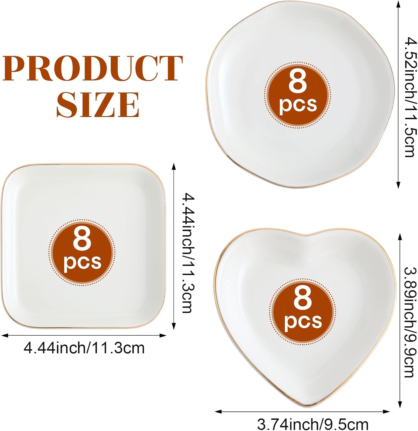 Shappy 12 Pcs Ceramic Jewelry Tray 4.5 in Ring Dish Bulk Decorative Trinket Dish for Bridal Shower Weddings Birthdays Gifts