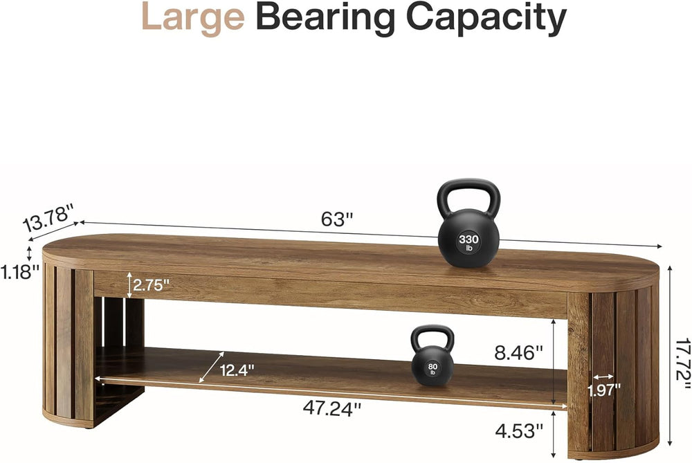 Tribesigns 63" Wooden Entryway Bench with Shoe Storage, Long 2-Tier Narr...