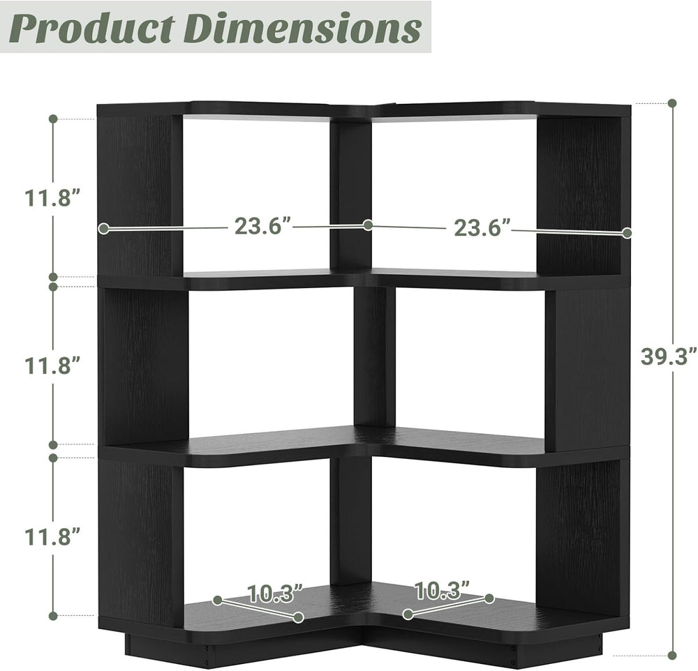 Armocity Corner Book Shelf, 4-Shelf L Shaped Corner Bookshelf with Baffle