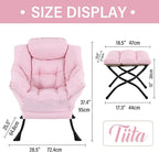 Tiita Lazy Chair with Ottoman, Modern Large Accent Lounge Armchair, Comfy Leisure Sofa Reading Chair with Footrest for Bedroom, Living Room, Dorm Rooms, Garden and Courtyard, Pink