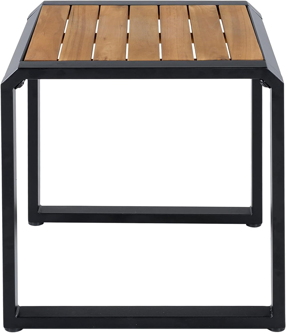Outdoor Side Table with Teak Wood Top, Metal Frame Patio Accent Table, 120 lb...