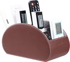 BONNY DODO Remote Control Holders Organizer Box with 5 Compartment PU Leather Multi-functional Office Desk Storage Caddy Store (Brown)