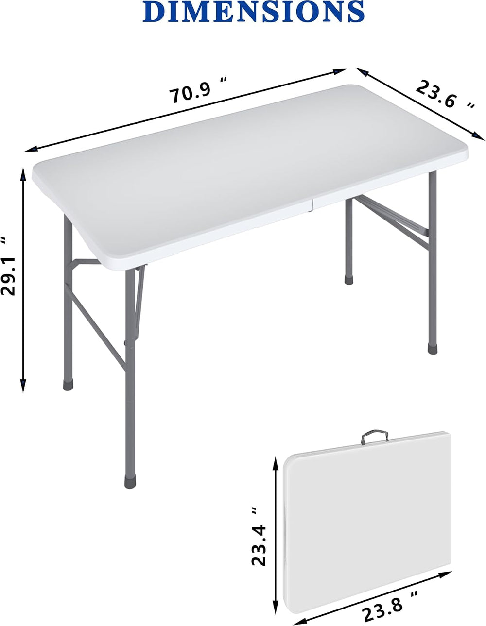 4FT Folding Tables – Heavy Duty Portable Foldable Picnic Table with Built-in ...