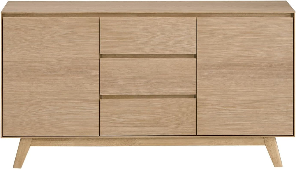 Oak Veneer Storage Cabinet, Dining Cabinet, Two Doors, Three Drawers, Spacious Storage Area,for Kitchen