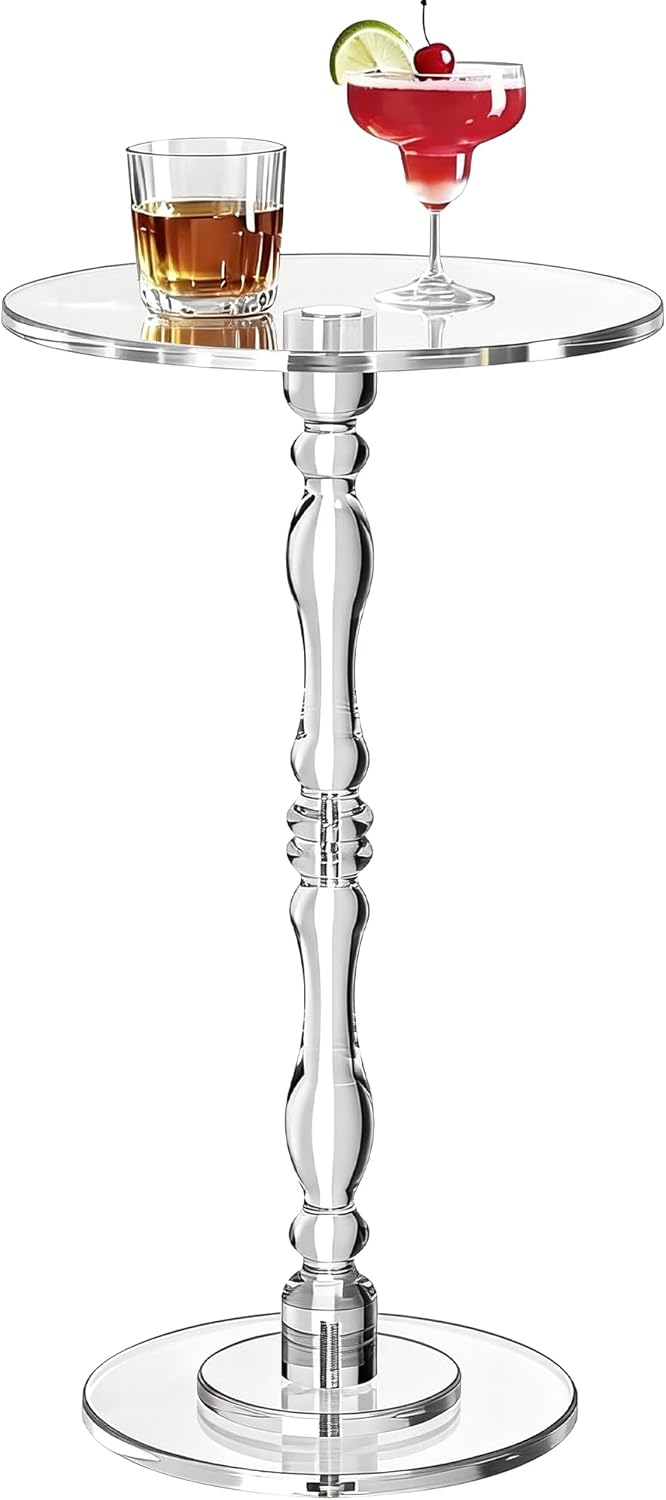 Acrylic Side Table, Classic Roman Column Pedestal End Table for Living Room, ...