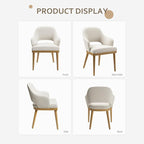 Wooden Dining Chairs Set of 2, Modern Fabric Upholstered Dining Room Chair, Kitchen Side Chairs, Farmhouse Dinner Chair with Open Back for Kitchen, Beige