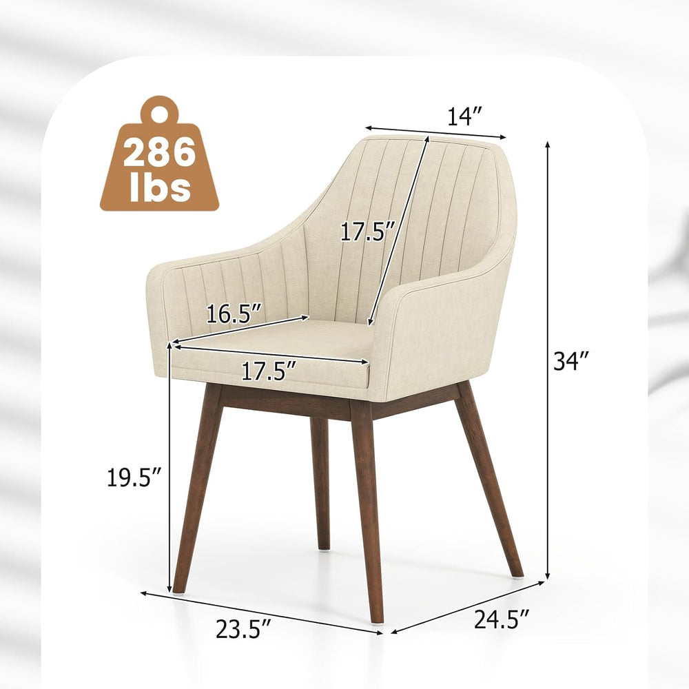 GOFLAME Upholstered Dining Chairs Set of 4, Fabric Kitchen Chairs with Rubber...