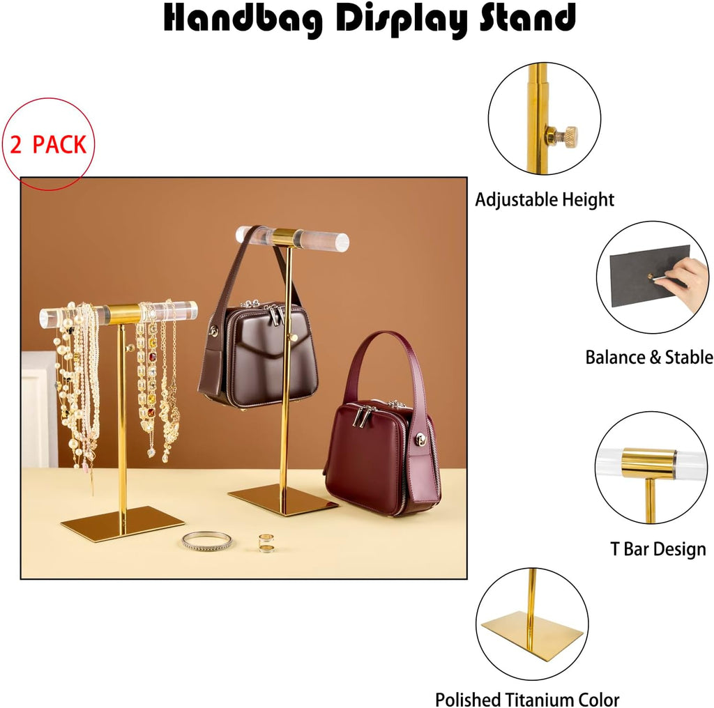 Set of 2 Acrylic Display Stand Jewelry Towers Stands Stainless Steel Adjustable Height Long Necklaces Stand Tabletop Jewelry Organizer for Home Store Boutique