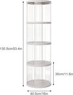 4 Tier Rotating Bookshelf, Small Corner Bookshelf for Small Space, 360 Display Floor Standing Bookcase, Plastic Narrow Book Organizer Shelf for Bedroom, Living Room, Round, White, Lazy Susan