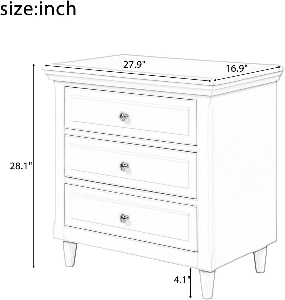 3-Drawer Nightstand for Bedroom, Storage Wood Cabinet, Simple Bedside Table, ...