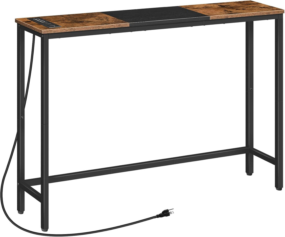 HOOBRO Narrow Console Table with Power Outlets, 44.9 Inches Sofa Table, Slim ...
