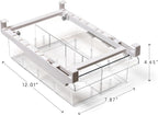 BINO | Pull-out Fridge Organizer | THE HANGER COLLECTION | Fridge Drawer Organizer with 2 Dividers | Clear Pantry Drawer Organizers | Shelf Holder Storage Drawers for Fruits, Veggies & Drinks