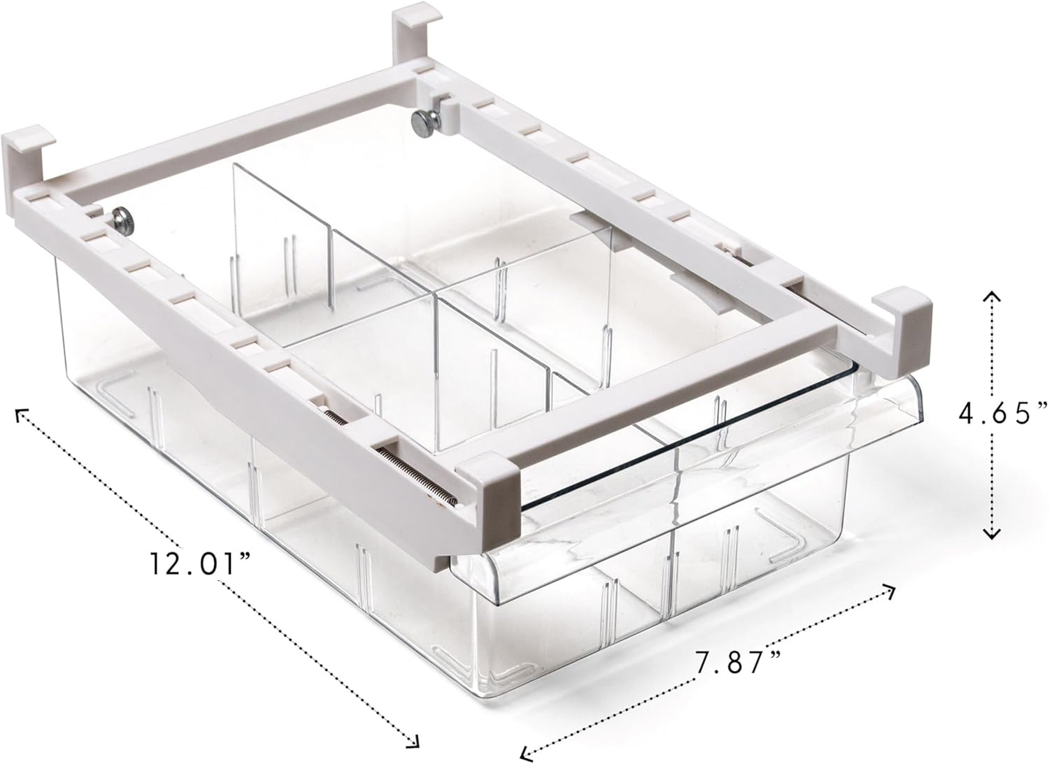 BINO | Pull-out Fridge Organizer | THE HANGER COLLECTION | Fridge Drawer Organizer with 2 Dividers | Clear Pantry Drawer Organizers | Shelf Holder Storage Drawers for Fruits, Veggies & Drinks