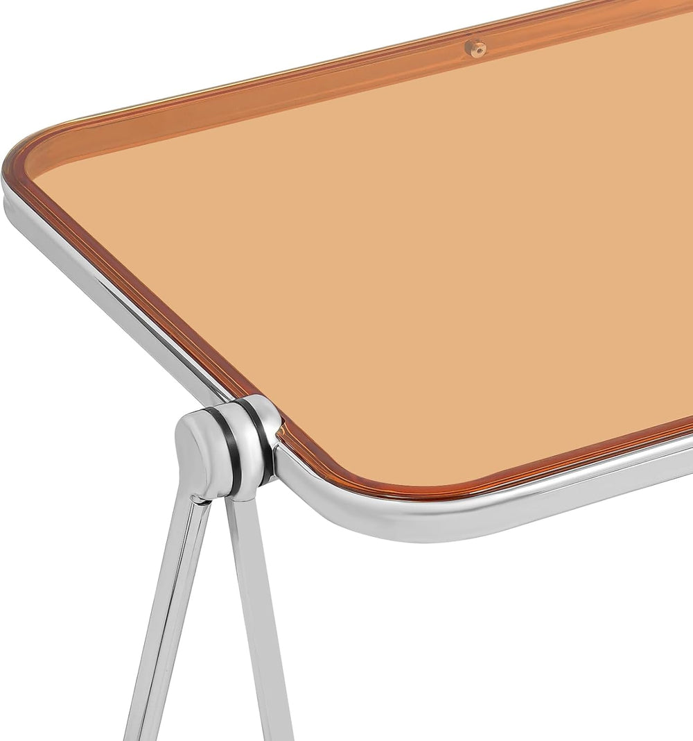 Clear Foldable Side Table, Folding Tiny Writing Desk TV Tray Table Coffee Cle...